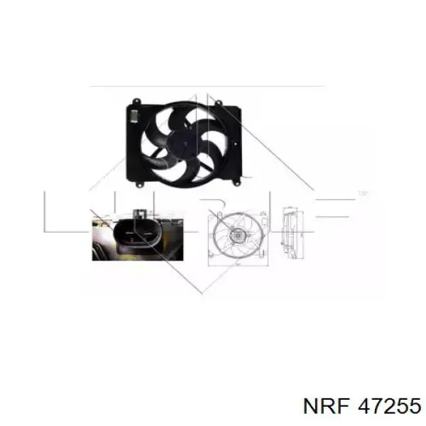 47255 NRF диффузор радиатора охлаждения, в сборе с мотором и крыльчаткой