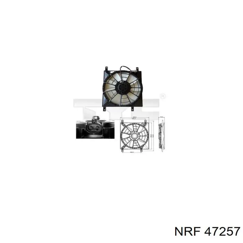 Difusor de radiador, ventilador de refrigeración, condensador del aire acondicionado, completo con motor y rodete 47257 NRF