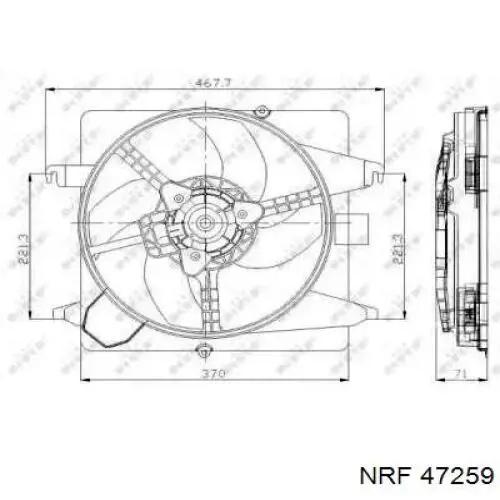 47259 NRF диффузор радиатора охлаждения, в сборе с мотором и крыльчаткой