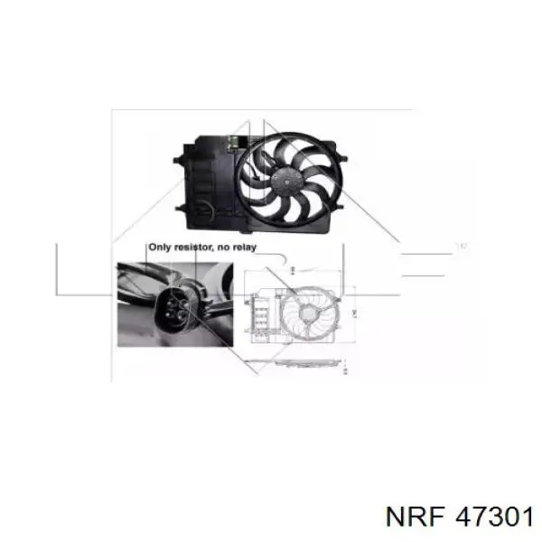 Difusor de radiador, ventilador de refrigeración, condensador del aire acondicionado, completo con motor y rodete 47301 NRF