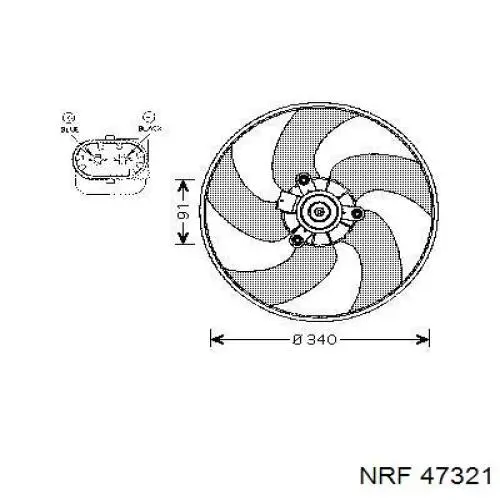Купить 47321 NRF Электровентилятор охлаждения в сборе (мотор+крыльчатка)