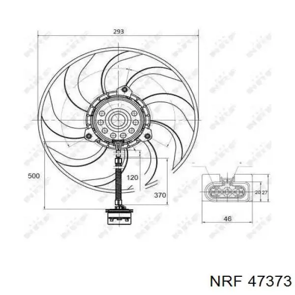 Электровентилятор охлаждения в сборе (мотор+крыльчатка) NRF 47373