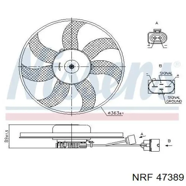 Электровентилятор охлаждения в сборе (мотор+крыльчатка) левый NRF 47389 цена, от 123.54 USD