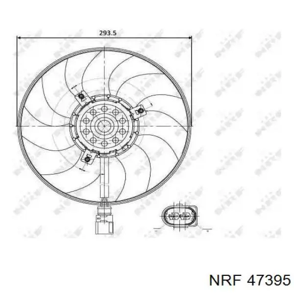 47395 NRF электровентилятор охлаждения в сборе (мотор+крыльчатка правый)
