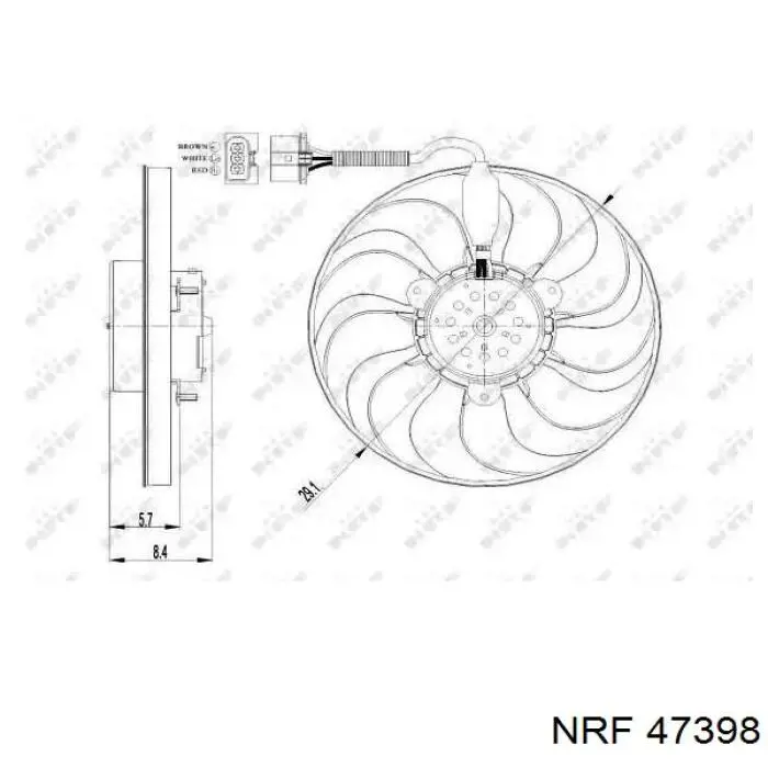 47398 NRF электровентилятор охлаждения в сборе (мотор+крыльчатка правый)