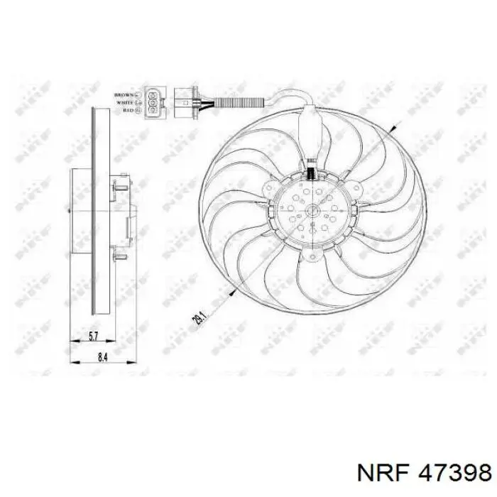 47398 NRF Электровентилятор охлаждения в сборе (мотор+крыльчатка), правый