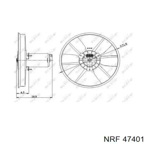 Вентилятор (крыльчатка) радиатора охлаждения NRF 47401