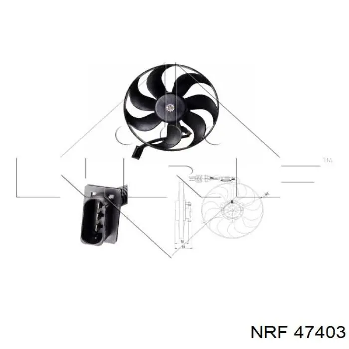 Difusor de radiador, ventilador de refrigeración, condensador del aire acondicionado, completo con motor y rodete 47403 NRF