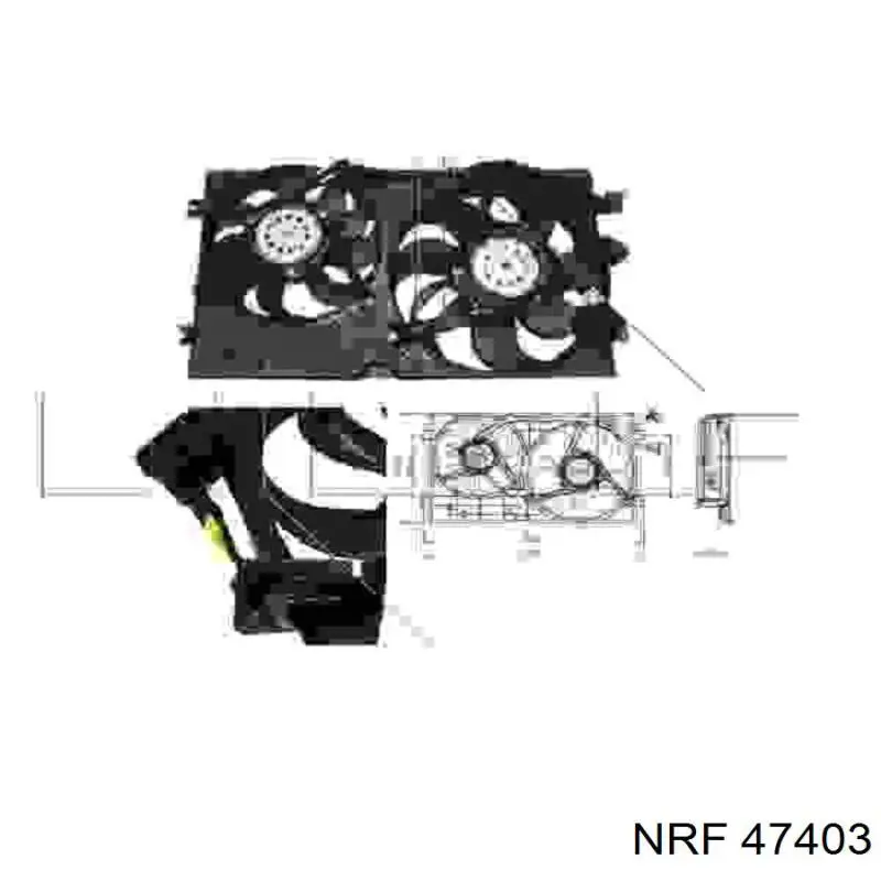 47403 NRF диффузор радиатора охлаждения, в сборе с мотором и крыльчаткой
