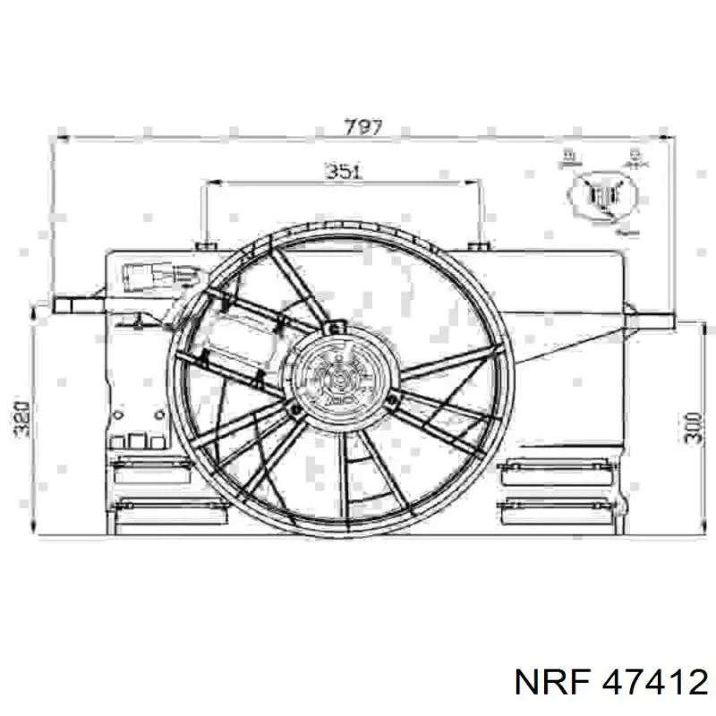 47412 NRF диффузор радиатора охлаждения, в сборе с мотором и крыльчаткой