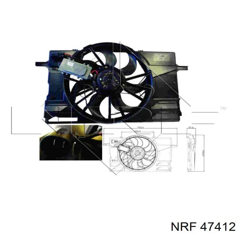 Difusor de radiador, ventilador de refrigeración, condensador del aire acondicionado, completo con motor y rodete 47412 NRF