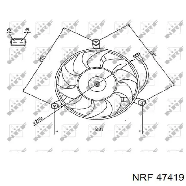 Купить 47419 NRF Электровентилятор охлаждения в сборе (мотор+крыльчатка)