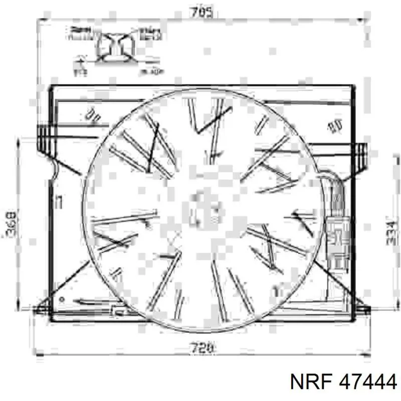 Электровентилятор охлаждения в сборе (мотор+крыльчатка), правый NRF 47444