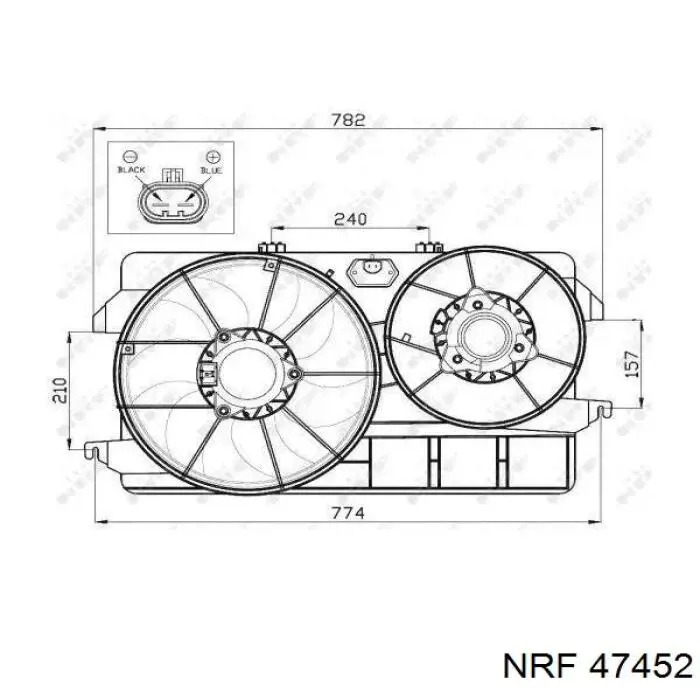 Диффузор радиатора охлаждения, в сборе с мотором и крыльчаткой NRF 47452