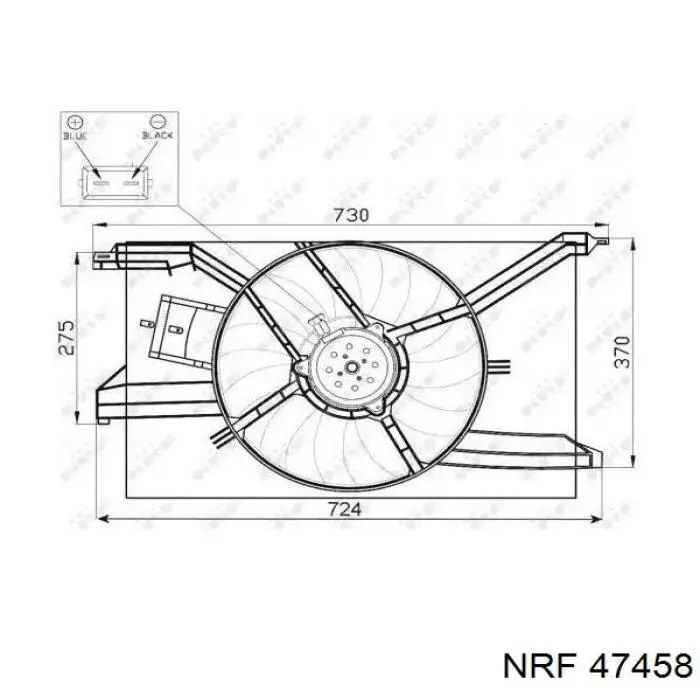 47458 NRF электровентилятор охлаждения в сборе (мотор+крыльчатка)