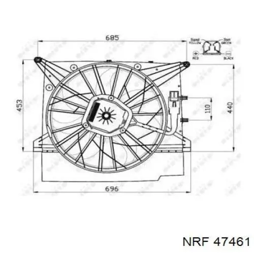 Difusor de radiador, ventilador de refrigeración, condensador del aire acondicionado, completo con motor y rodete 47461 NRF