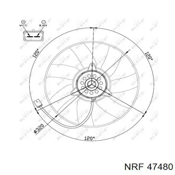 Ventilador (rodete +motor) refrigeración del motor con electromotor derecho 47480 NRF