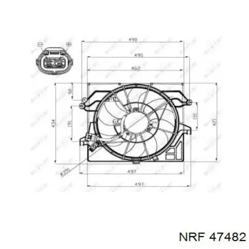 Диффузор вентилятора в сборе с мотором и крыльчаткой 47482 NRF