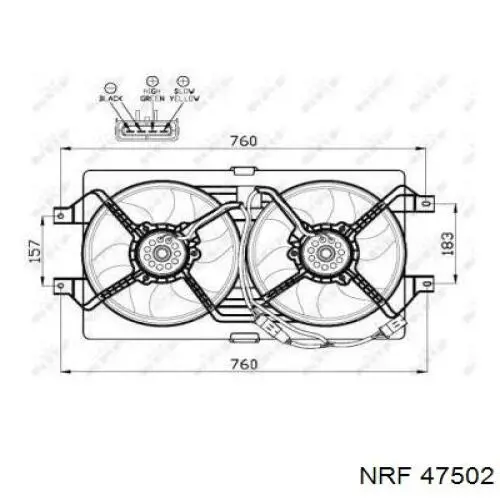Ventilador (rodete +motor) refrigeración del motor con electromotor completo 47502 NRF