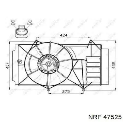 Motor de ventilador, Refrigeración, izquierdo 47525 NRF