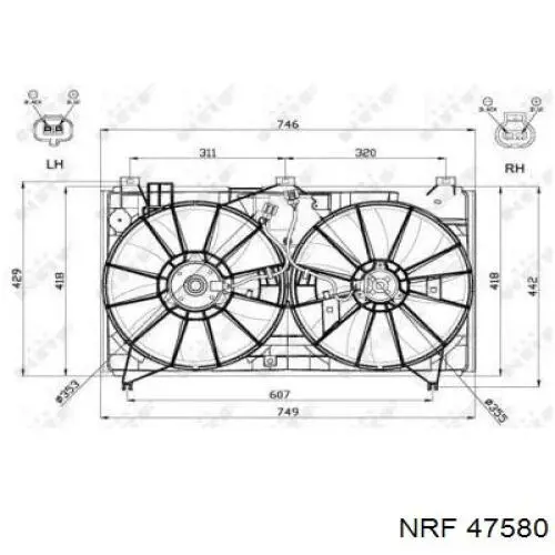 Мотор вентилятора системы охлаждения правый 47580 NRF