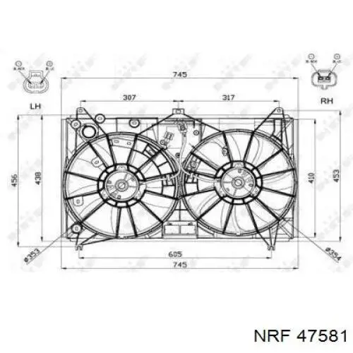 Motor direito de ventilador do sistema de esfriamento para Lexus LS (USF4)