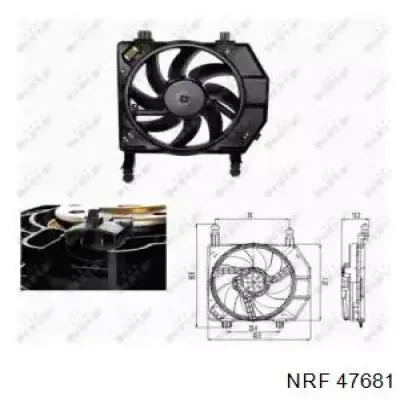 47681 NRF диффузор радиатора охлаждения, в сборе с мотором и крыльчаткой