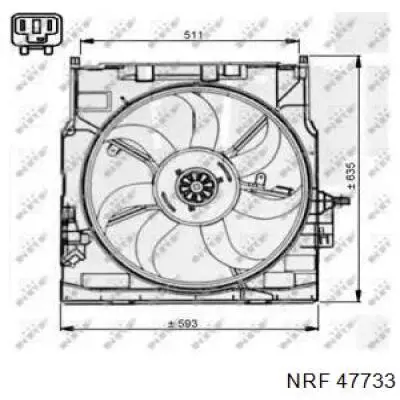 47733 NRF диффузор радиатора охлаждения, в сборе с мотором и крыльчаткой
