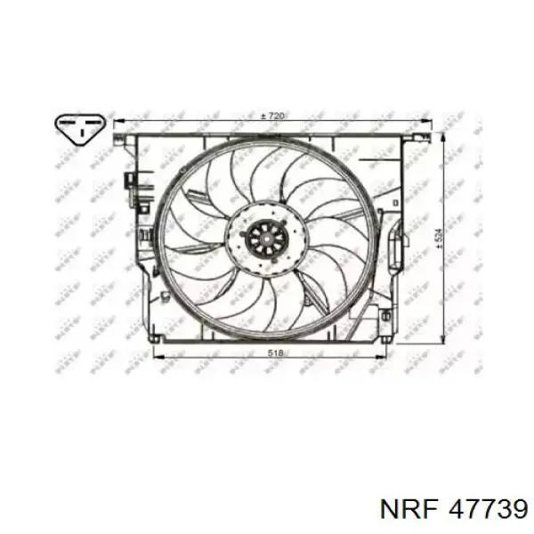 47739 NRF диффузор радиатора охлаждения, в сборе с мотором и крыльчаткой