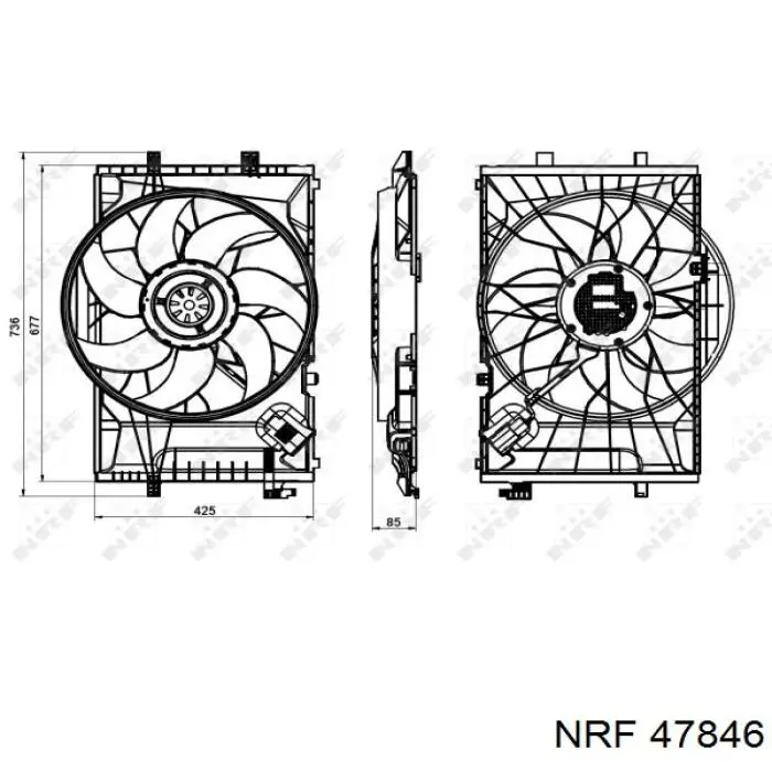 Difusor de radiador, ventilador de refrigeración, condensador del aire acondicionado, completo con motor y rodete 47846 NRF