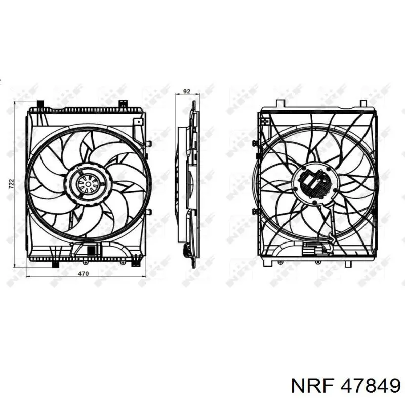 Difusor de radiador, ventilador de refrigeración, condensador del aire acondicionado, completo con motor y rodete 47849 NRF
