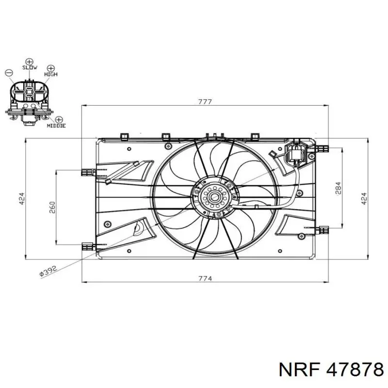 Ventilador elétrico de esfriamento montado (motor + roda de aletas) para Opel Insignia (G09)