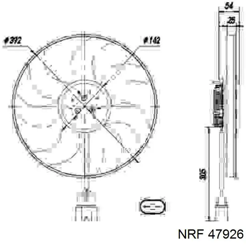 Ventilador elétrico de esfriamento montado (motor + roda de aletas) para Skoda Rapid (NH)
