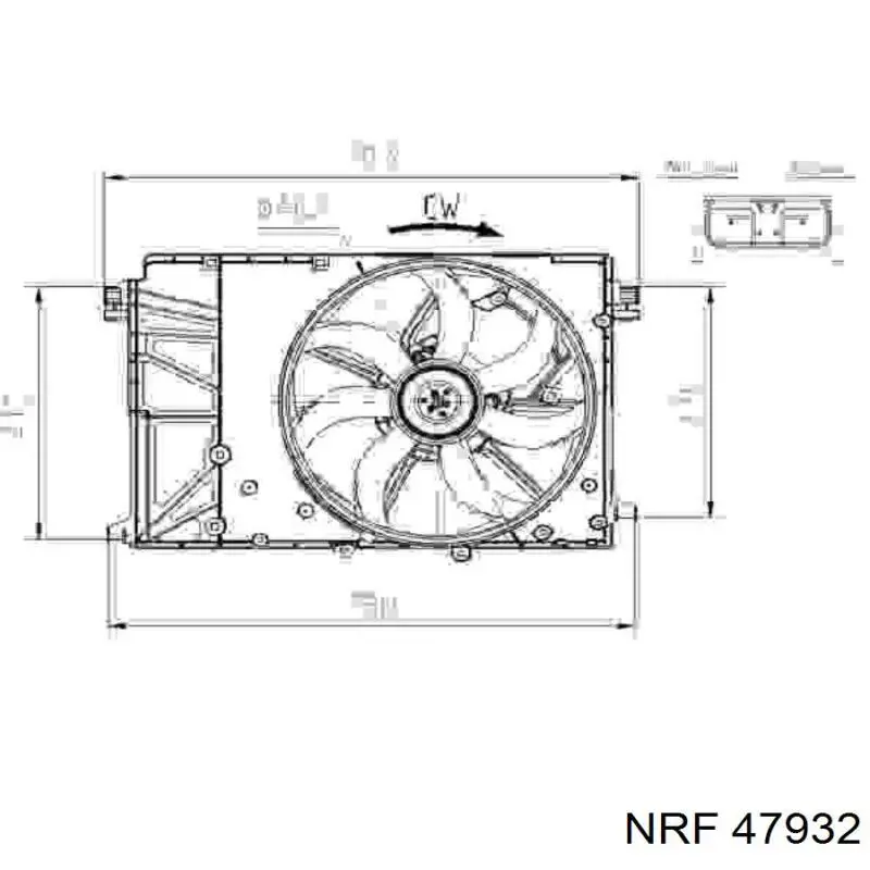 47932 NRF difusor do radiador de esfriamento, montado com motor e roda de aletas