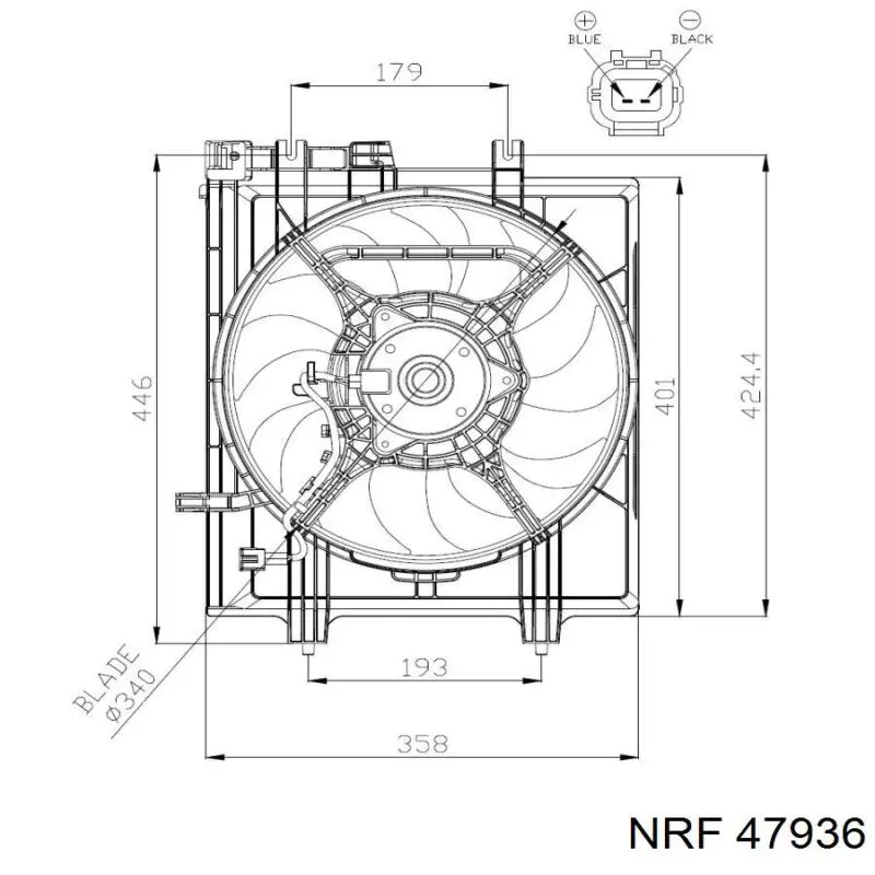 Ventilador (roda de aletas) do radiador de esfriamento para Subaru Forester (S13, SJ)