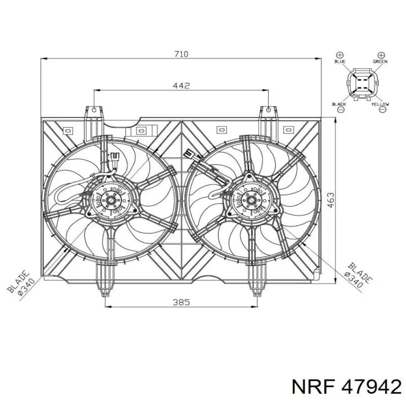 Rodete ventilador, refrigeración de motor derecho 47942 NRF
