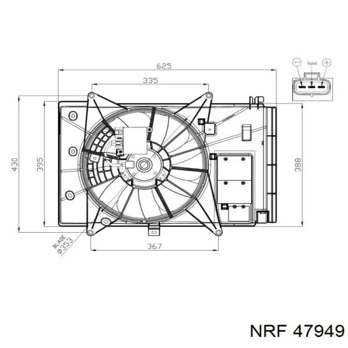 47949 NRF диффузор радиатора охлаждения, в сборе с мотором и крыльчаткой