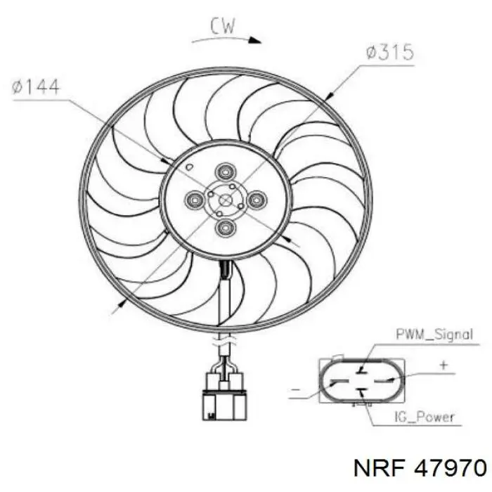 Мотор вентилятора системы охлаждения правый NRF 47970 цена, от 203.04 USD
