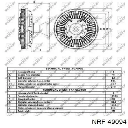 Embrague, ventilador del radiador 49094 NRF