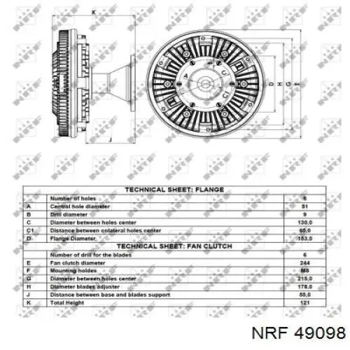 Вискомуфта вентилятора 49098 NRF