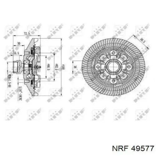 49577 NRF вискомуфта (вязкостная муфта вентилятора охлаждения)