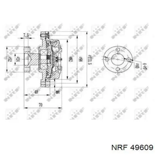 Embrague, ventilador del radiador 49609 NRF