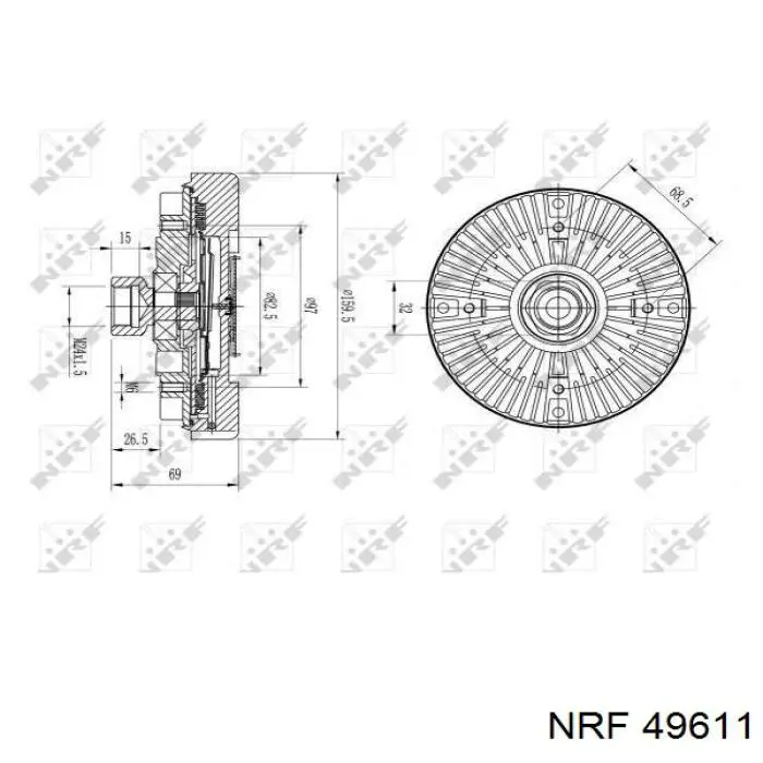 49611 NRF вискомуфта (вязкостная муфта вентилятора охлаждения)