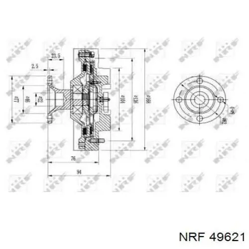 Embrague, ventilador del radiador 49621 NRF