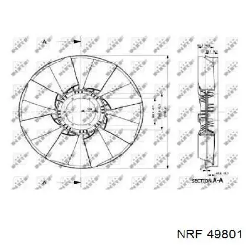 Вентилятор (крыльчатка) радиатора охлаждения NRF 49801