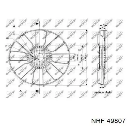 Крыльчатка радиатора охлаждения 49807 NRF