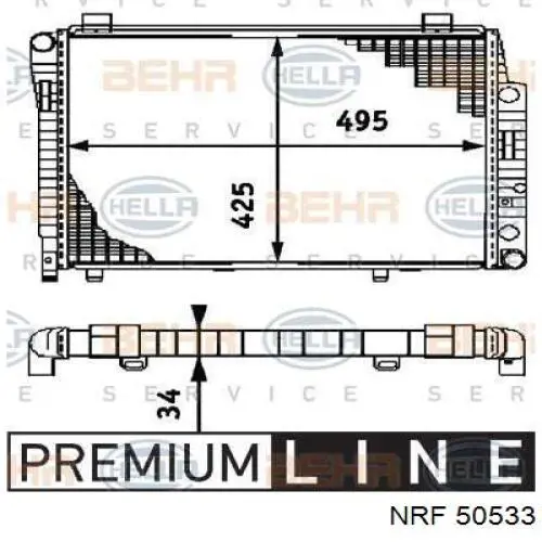 Радиатор охлаждения двигателя NRF 50533 цена, от 130.57 USD