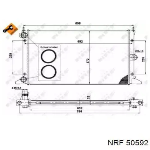 Radiador refrigeración del motor 50592 NRF