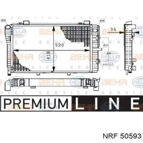 Радиатор охлаждения двигателя NRF 50593 цена, от 151.66 USD