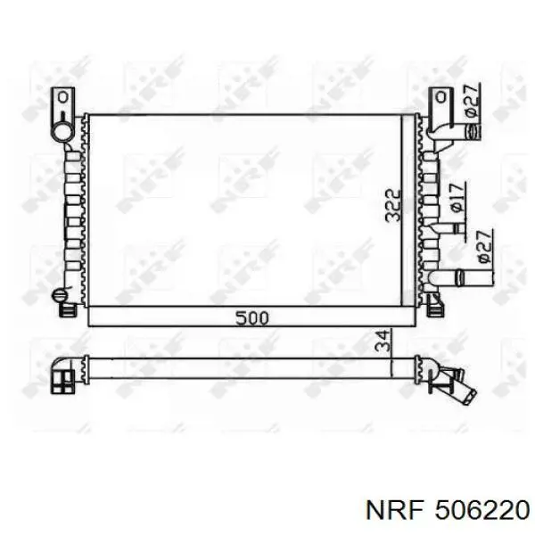 Radiador refrigeración del motor 506220 NRF